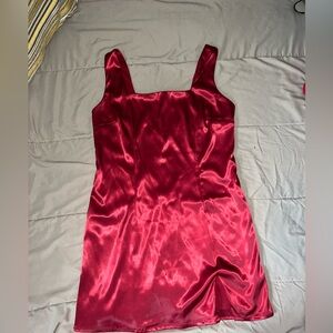 Red silk dress. From Revolve/ More to come